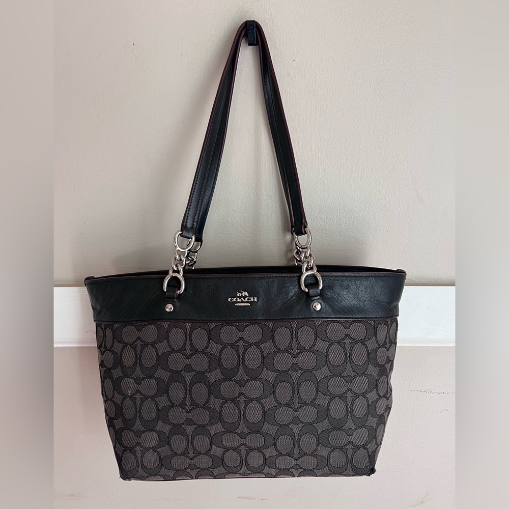Coach Black and Gray Signature Tote - Picture 2 of 6